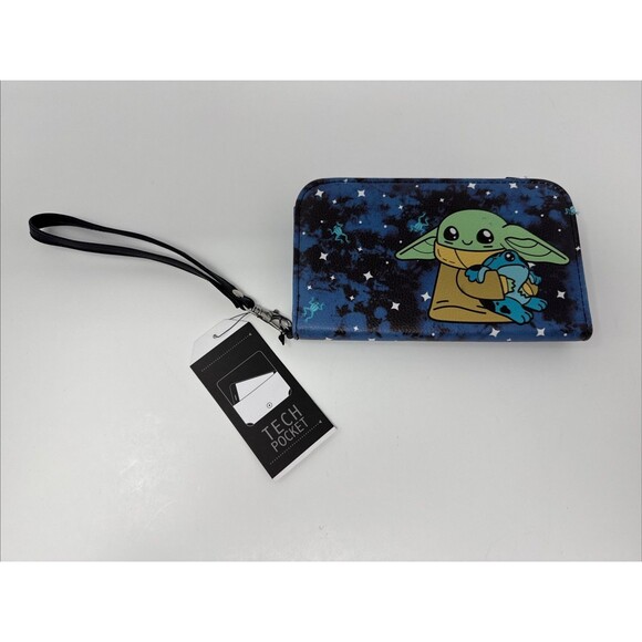 NEW Star Wars The Mandalorian Grogu Frog Tech Wallet Wristlet - Picture 1 of 5